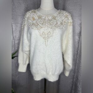 Venesha High Quality Angora Vintage Beaded Women’s Oversized Sweater Sz S